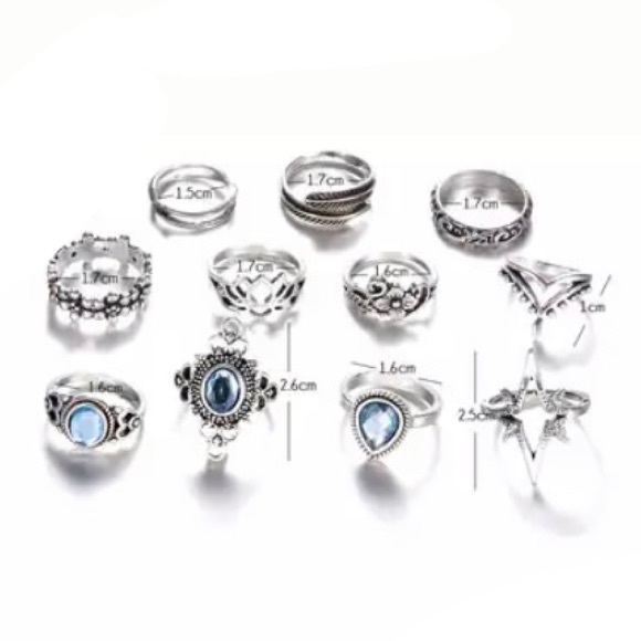 11-Piece Bohemian Midi Knuckle Ring Set - Picture 2 of 4